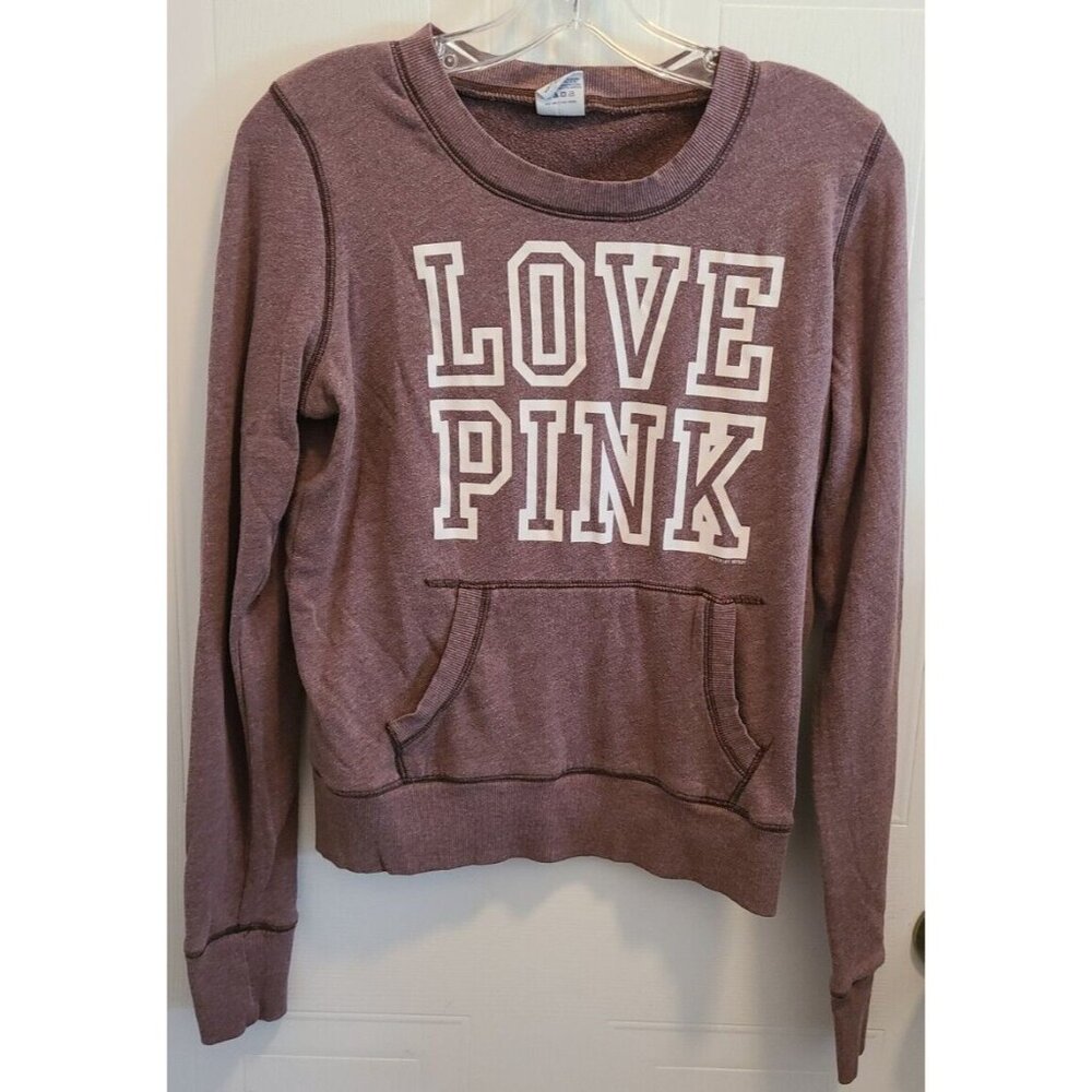 Victoria's Secret PINK Women's Pullover Sweatshirt Front Pocket Love Pink Size S